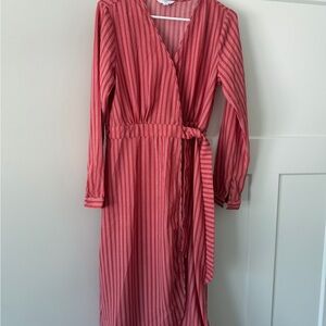 Time and Tru Pink Striped Long Sleeve Dress